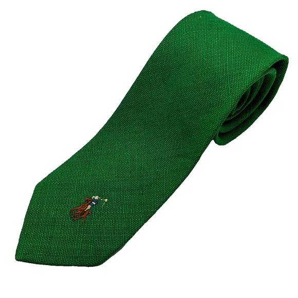 Polo Ralph Lauren Other - Vintage Polo by Ralph Lauren 100% Linen Men’s Tie Green, Polo Emblem